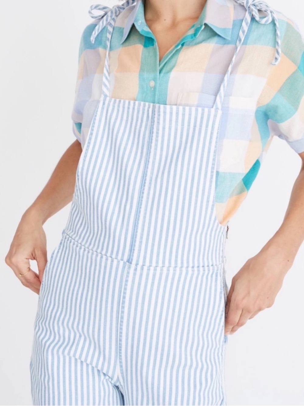 MADEWELL Tie-Strap Overalls in Railroad Stripe size XXL